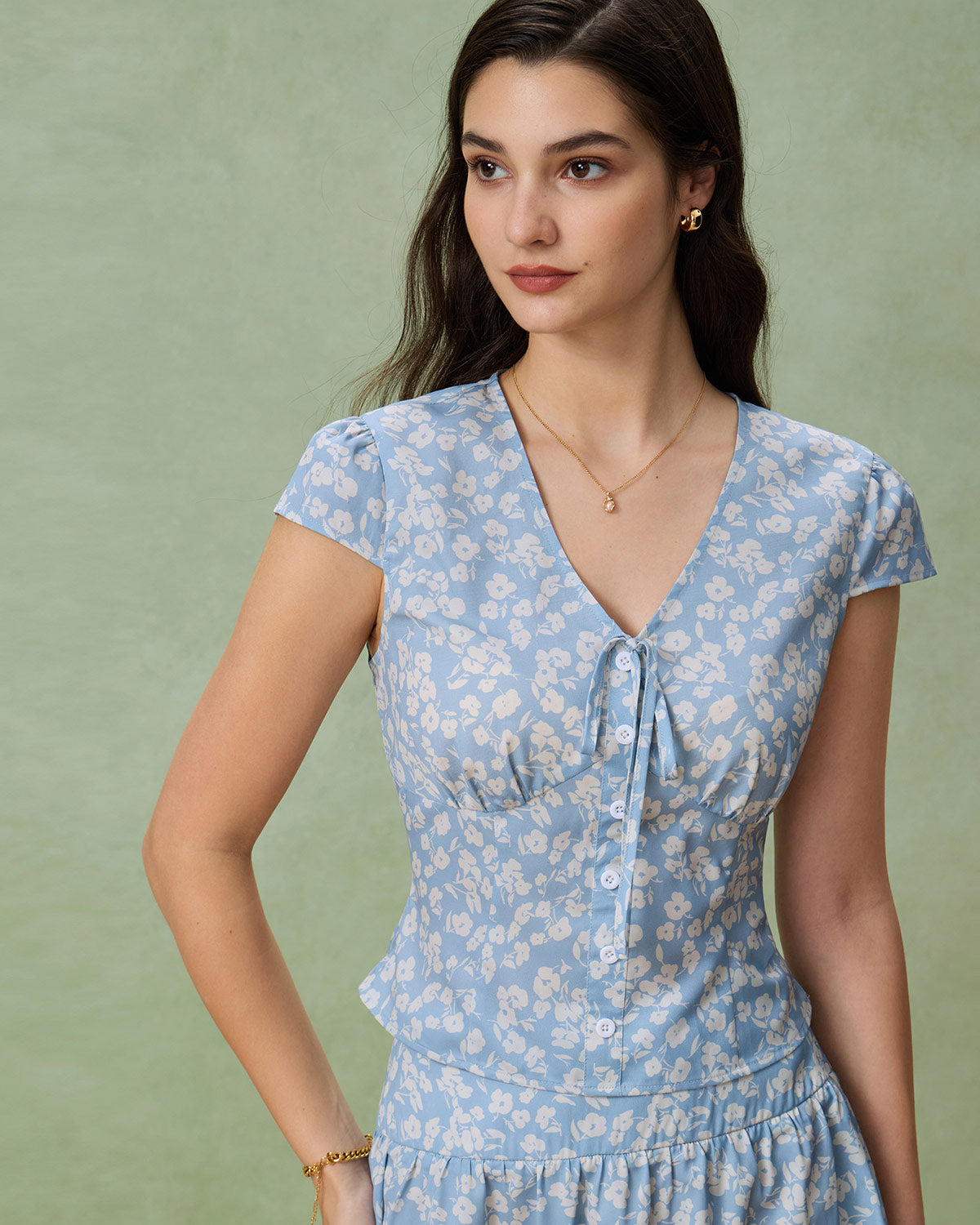 Floral V Neck Blouse