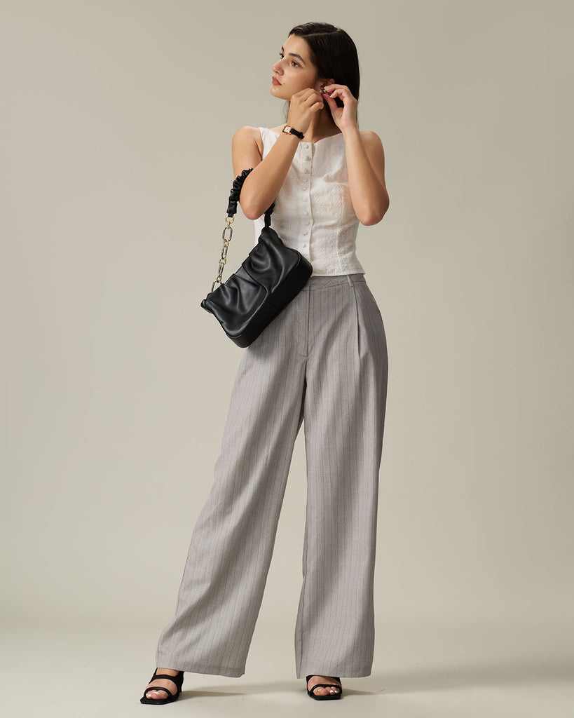 Khaki Striped Pocket Pants
