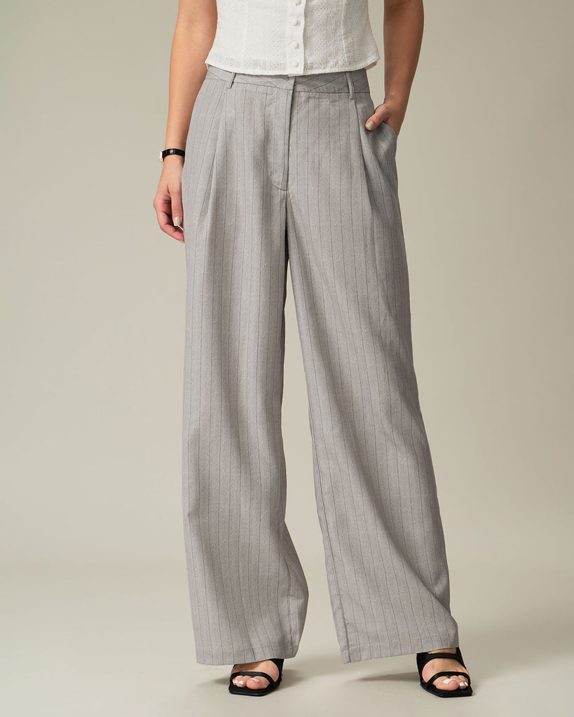 Khaki Striped Pocket Pants