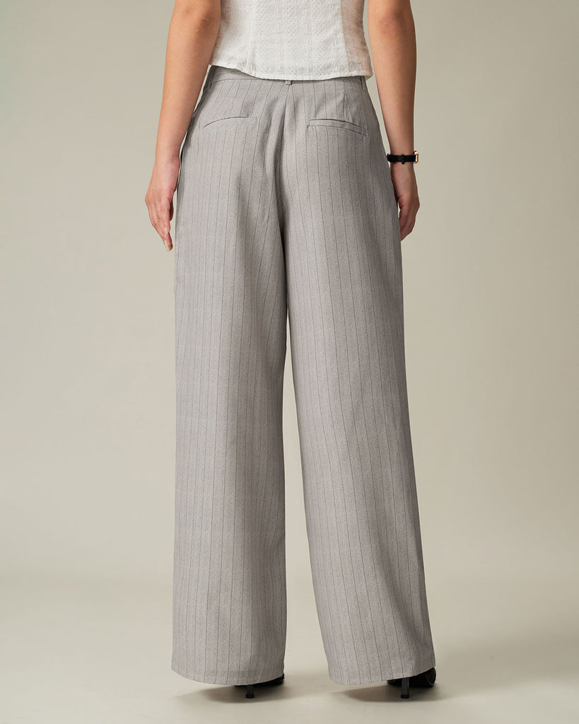 Khaki Striped Pocket Pants