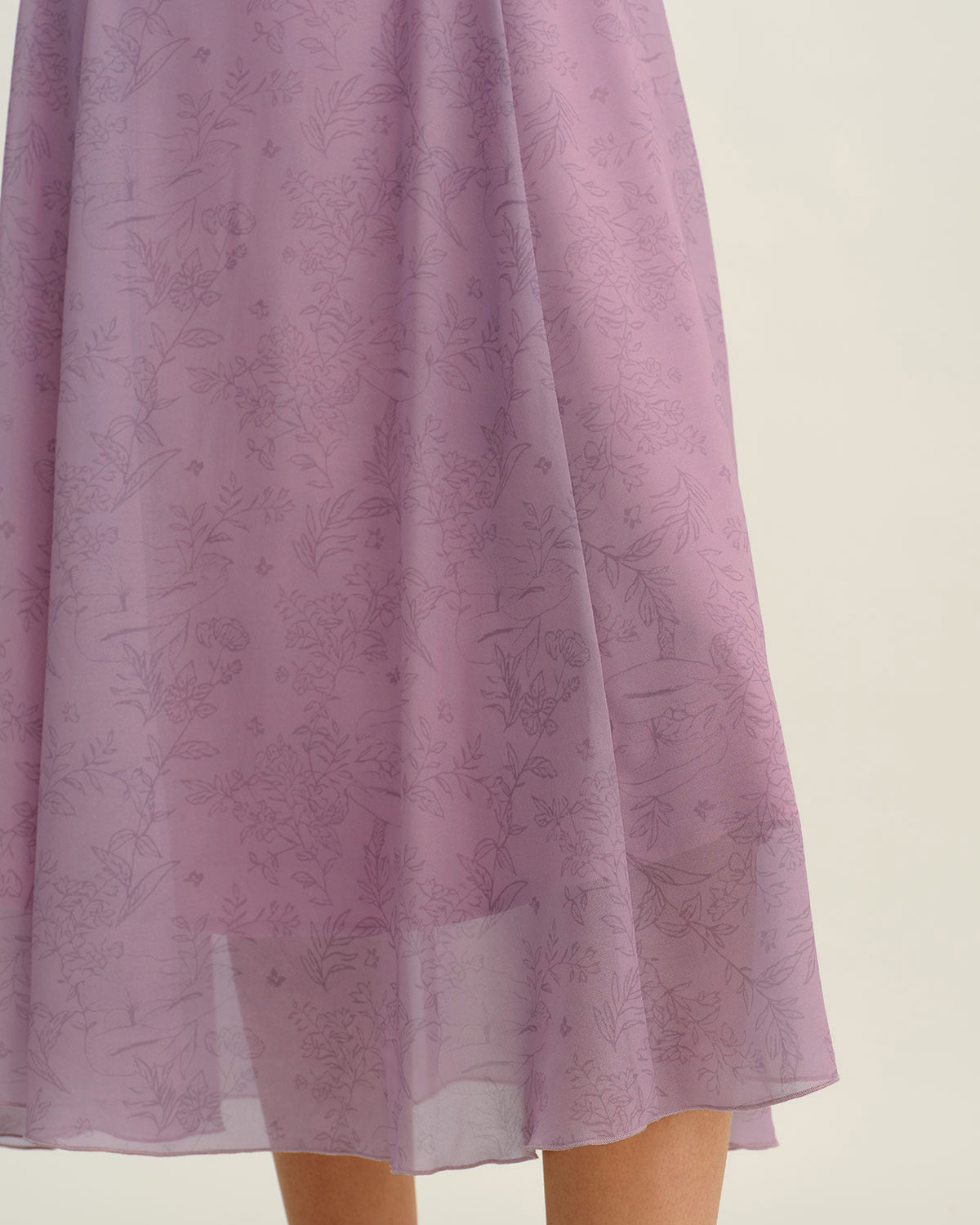 Purple Floral Square Neck Ruffle Slip Midi Dress