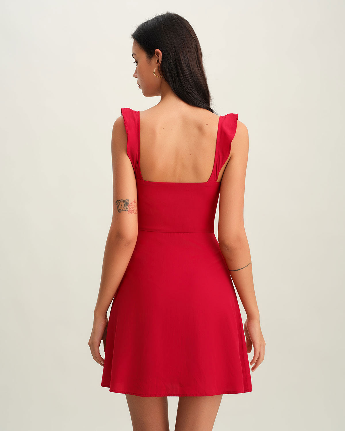 Red Sweetheart Neck Slip Mini Dress
