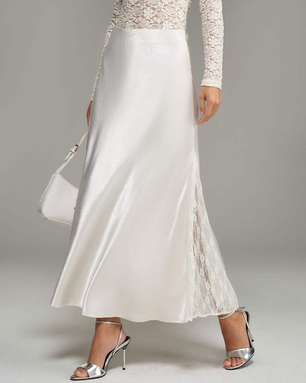 Beige Elastic Waist Natural Waisted Mermaid Skirt