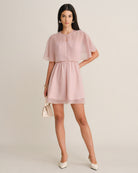 Pink Sweetheart Neck A-Line Mini Dress