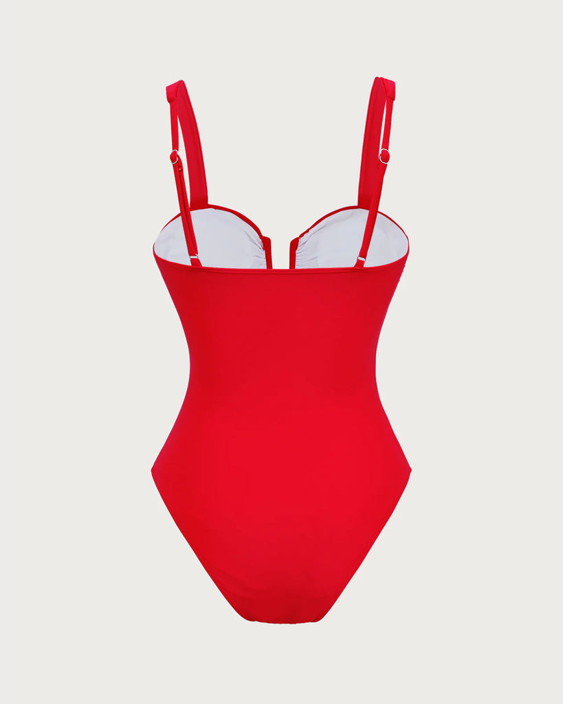 Red Cut Out Bralette One-Piece