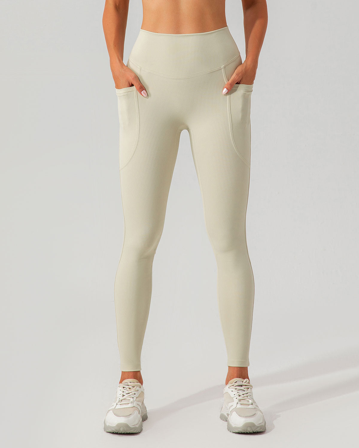 Beige Quick-drying High Waisted Yoga Leggings