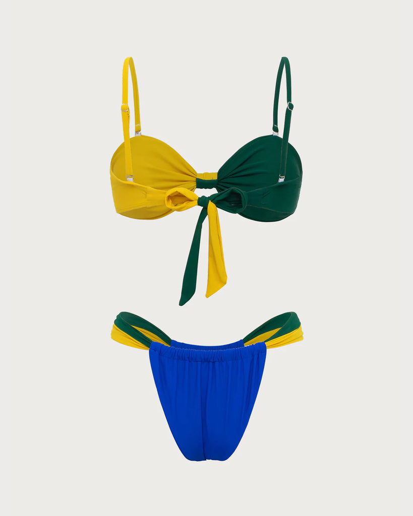 Contrast Twist Bikini Set