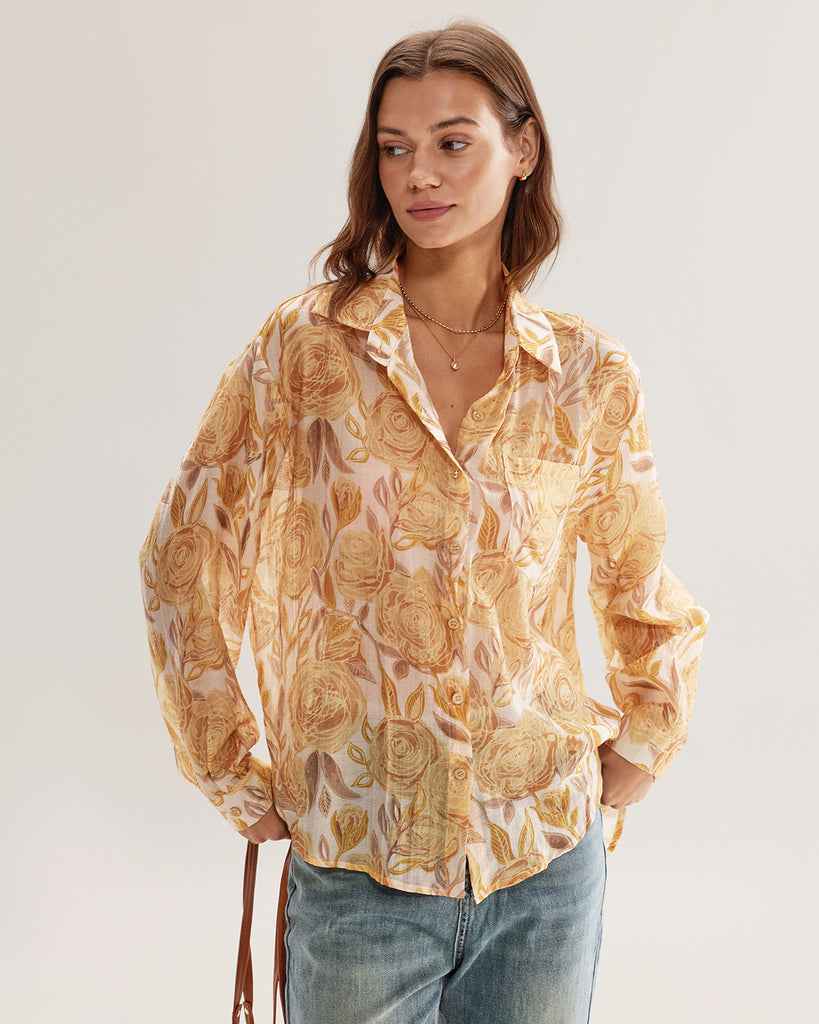 Yellow Floral Lyocell Shirt