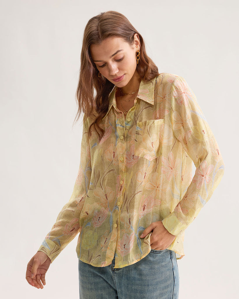 Yellow Floral Button Chelsea Shirt