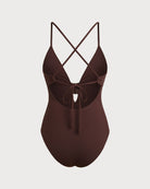 Brown Cut Out One Piece Swimwear
