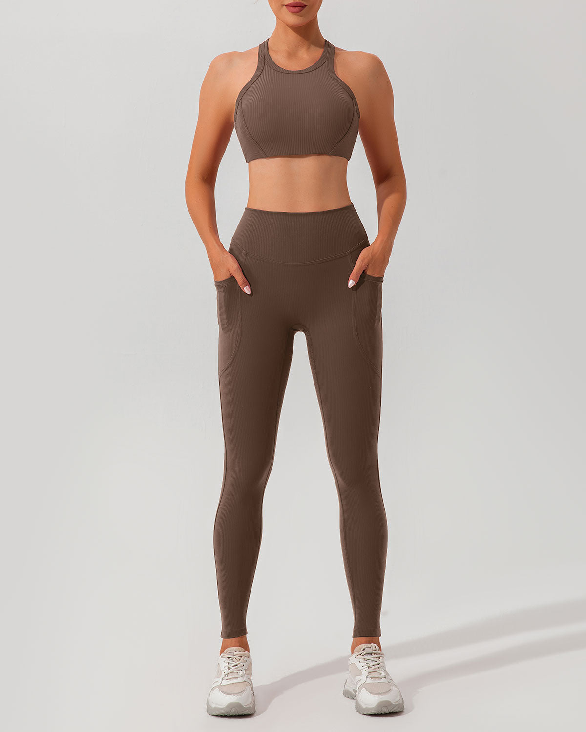 Brown Quick-drying High Waisted Yoga Leggings