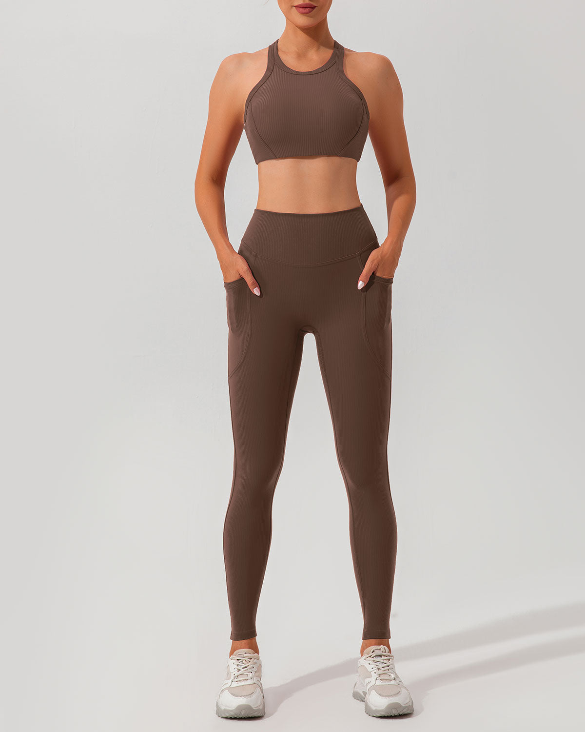 Brown I-back Yoga Tank Top