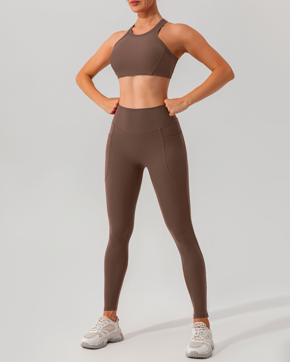 Brown I-back Yoga Tank Top