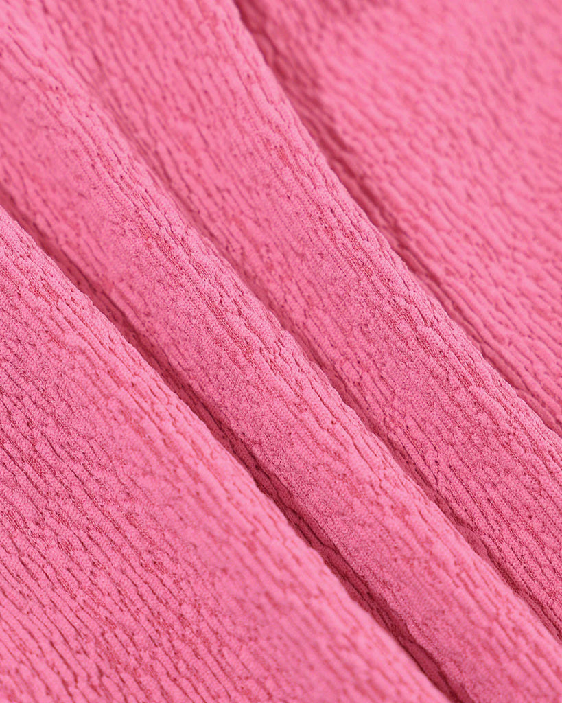Pink Textured Bandeau Bikini Set