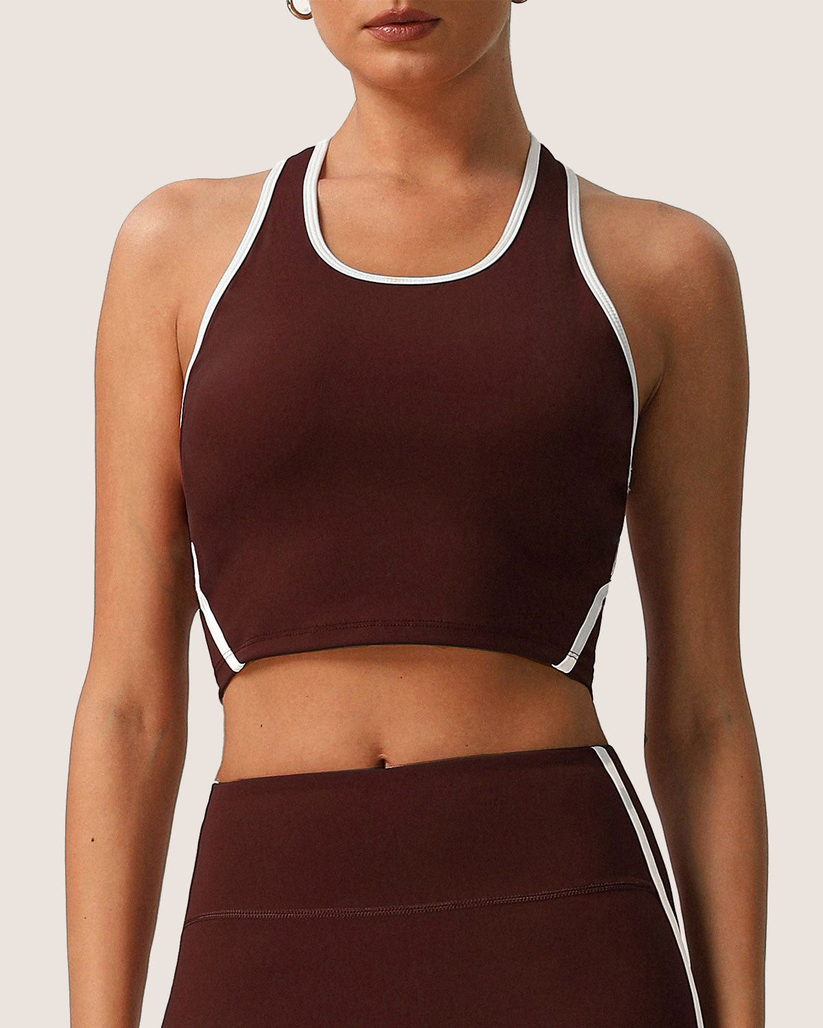 Brown Scoop Neck Yoga Tank Top