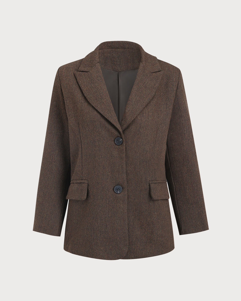 Women's Woven Polyester 3/4 Sleeve Blazers Brown Outerwear - RIHOAS