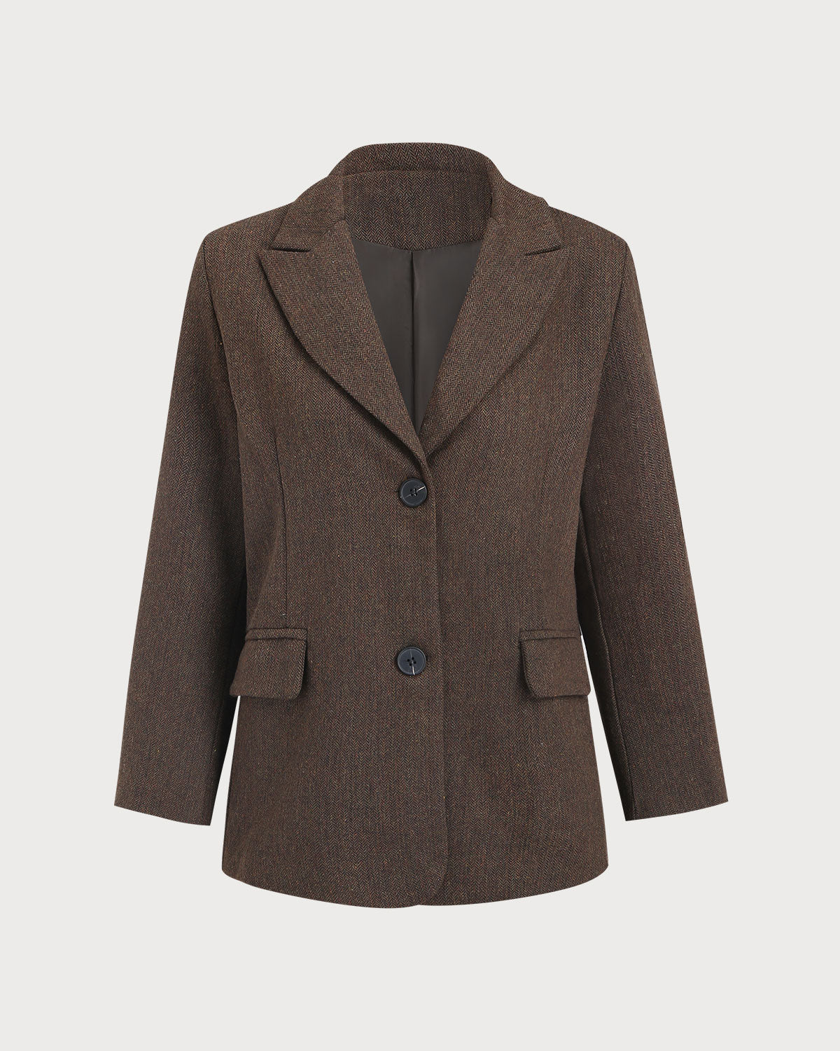 Women's Woven Polyester 3/4 Sleeve Blazers Brown Outerwear - RIHOAS