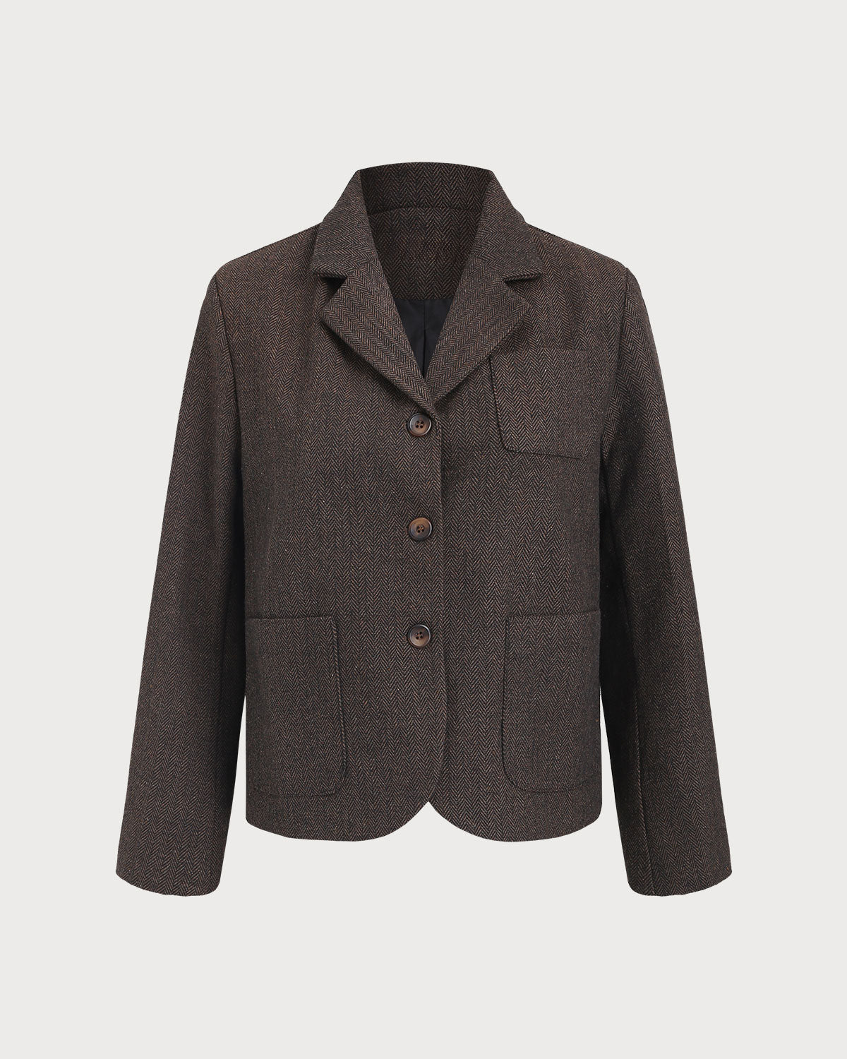 Women's Woven Polyester 3/4 Sleeve Blazers Coffee Outerwear - RIHOAS