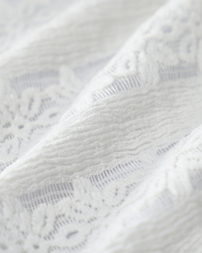 White Knitted Irregular Metal Slit Tankini Swimsuit