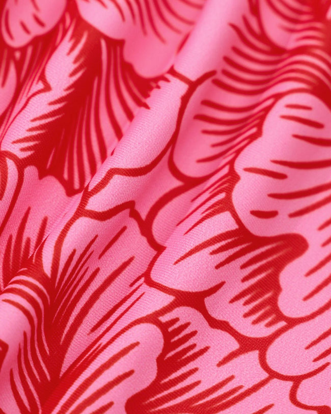 Red Floral Reversible Bikini Set