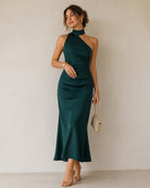 Dark Green One Shoulder Maxi Dress