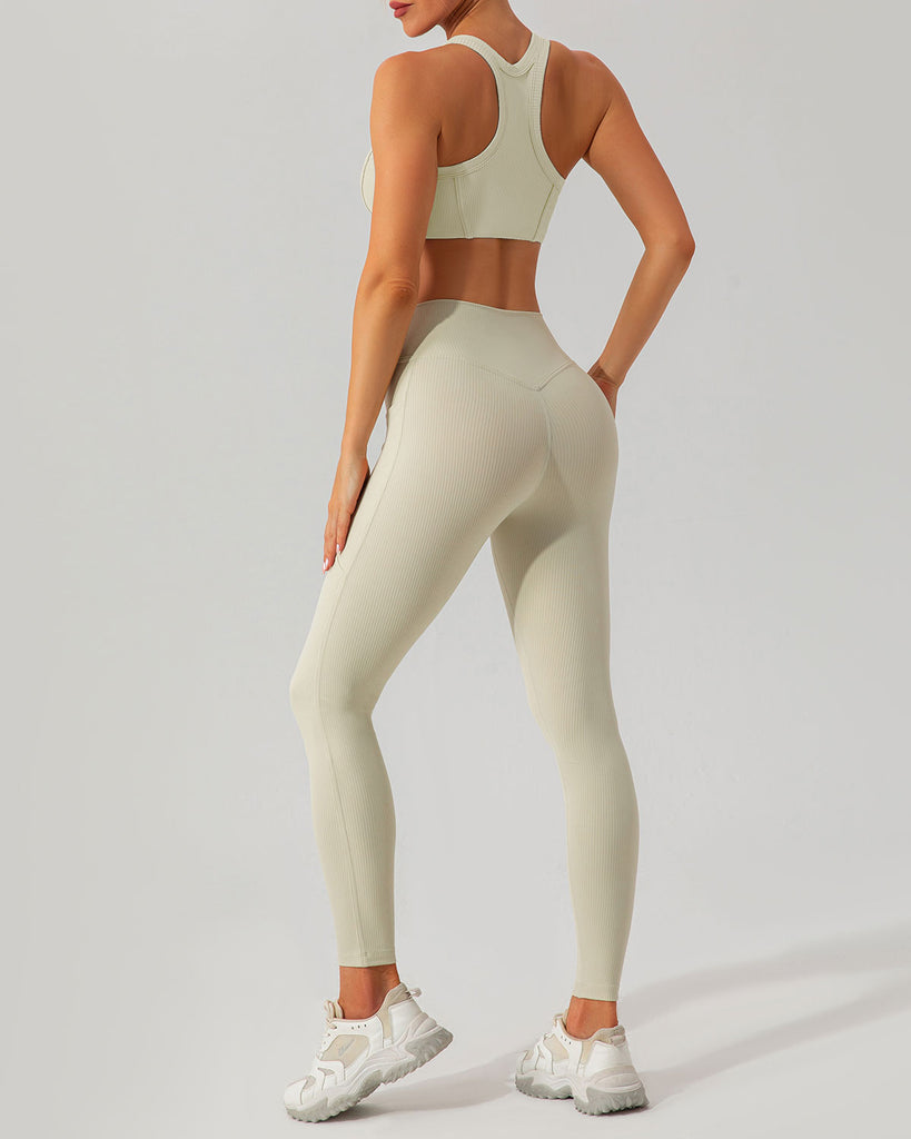 Beige I-back Yoga Tank Top