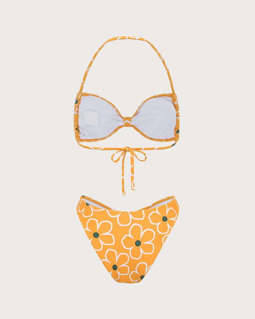 Orange Floral Triangle Bikini Set