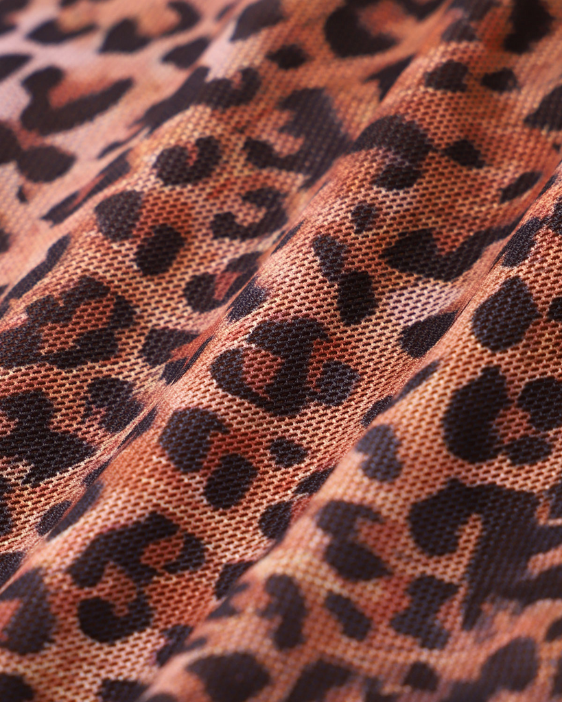 Brown Shirred Leopard Print Tankini Swimsuit