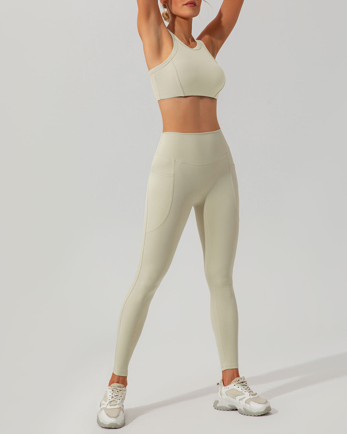 Beige Quick-drying High Waisted Yoga Leggings