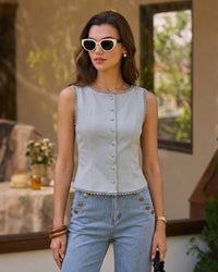 Light Blue Single Breasted Vest