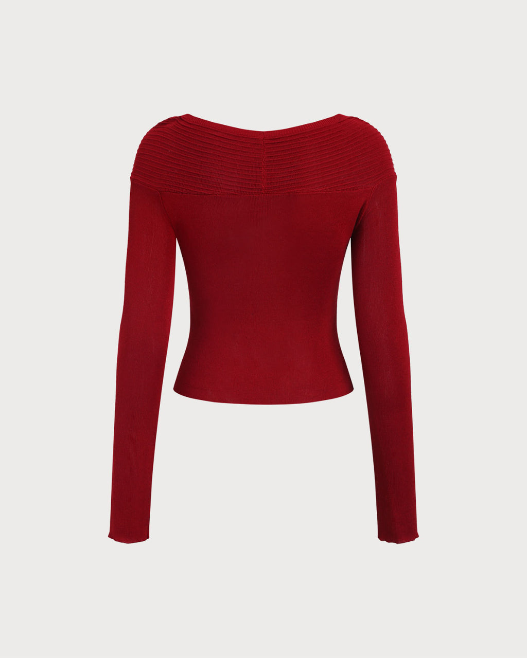 Red V Neck Twisted Knit Tee