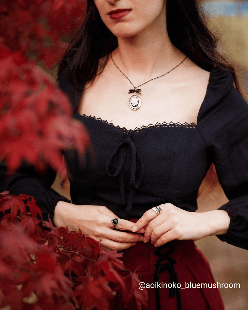 The Sweetheart Neck Lace Trim Blouse Tops - RIHOAS