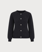 Black Round Neck Knit Cardigan