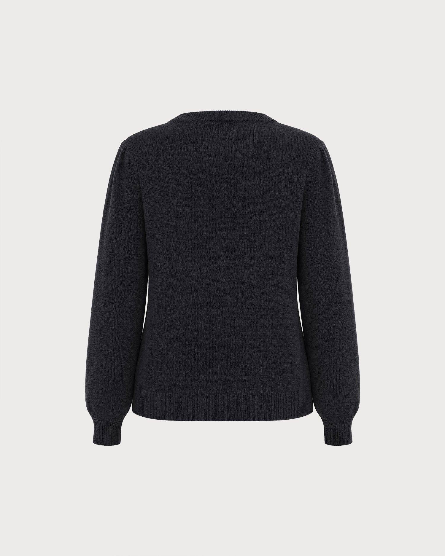 Black Round Neck Knit Cardigan