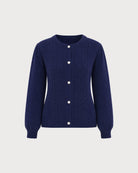 Blue Single Breasted Knit Cardigan