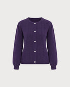 Purple Single Breasted Winter Knit Cardigan
