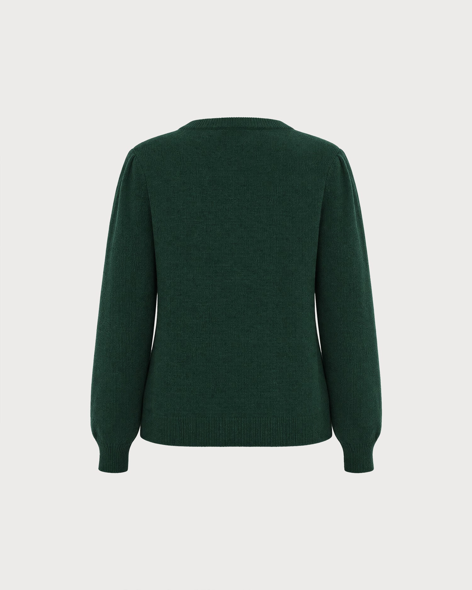 Green Round Neck Knit Cardigan