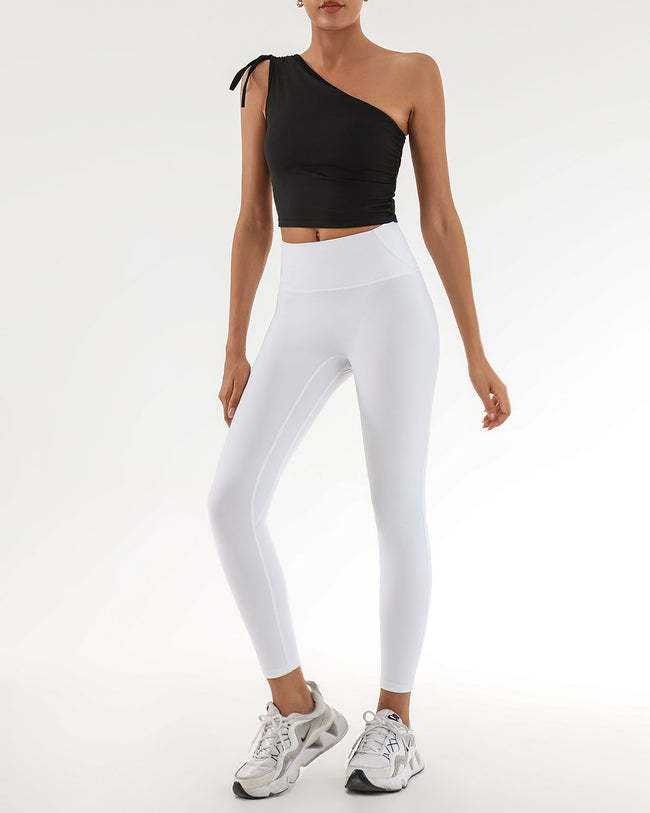 Black One Shoulder Yoga Tank Top