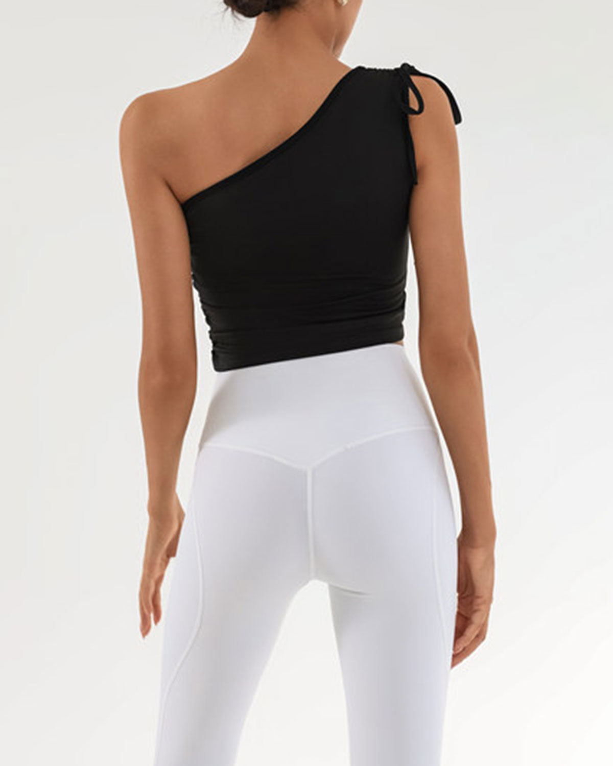 Black One Shoulder Yoga Tank Top