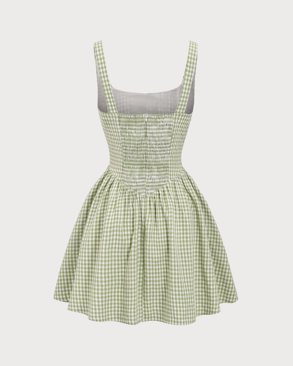 Green Plaid Ruched Slip Mini Dress