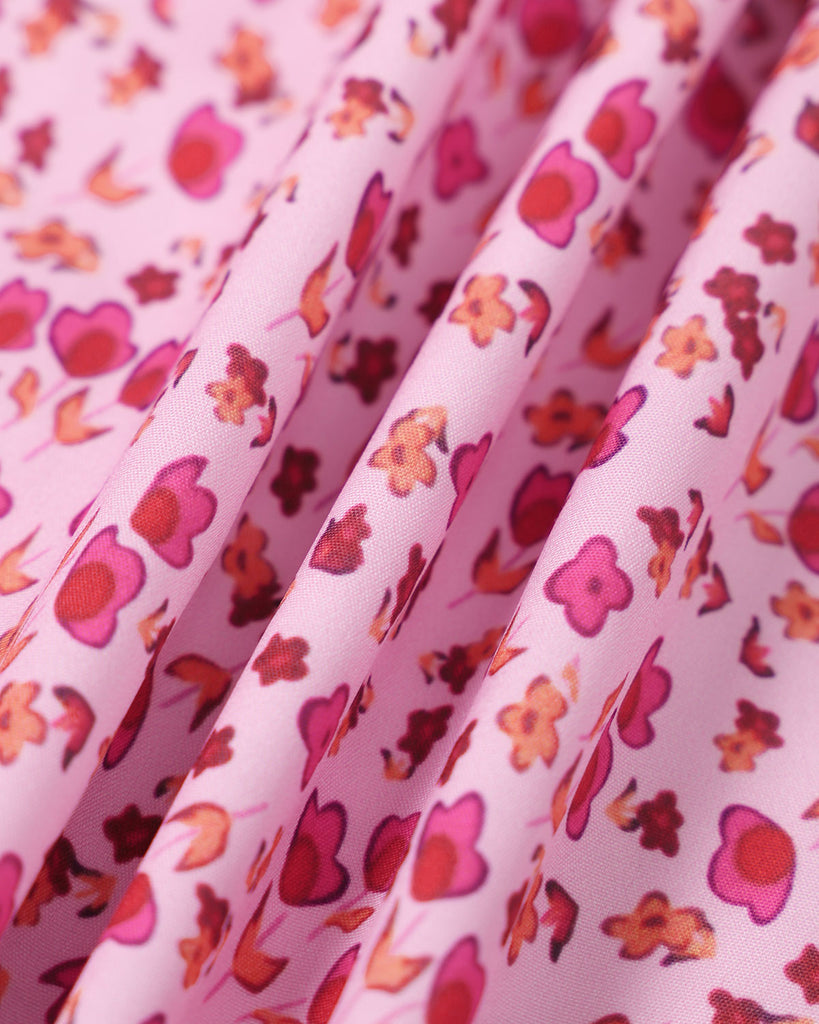 The Pink Square Neck Floral Mini Dress Dresses - RIHOAS