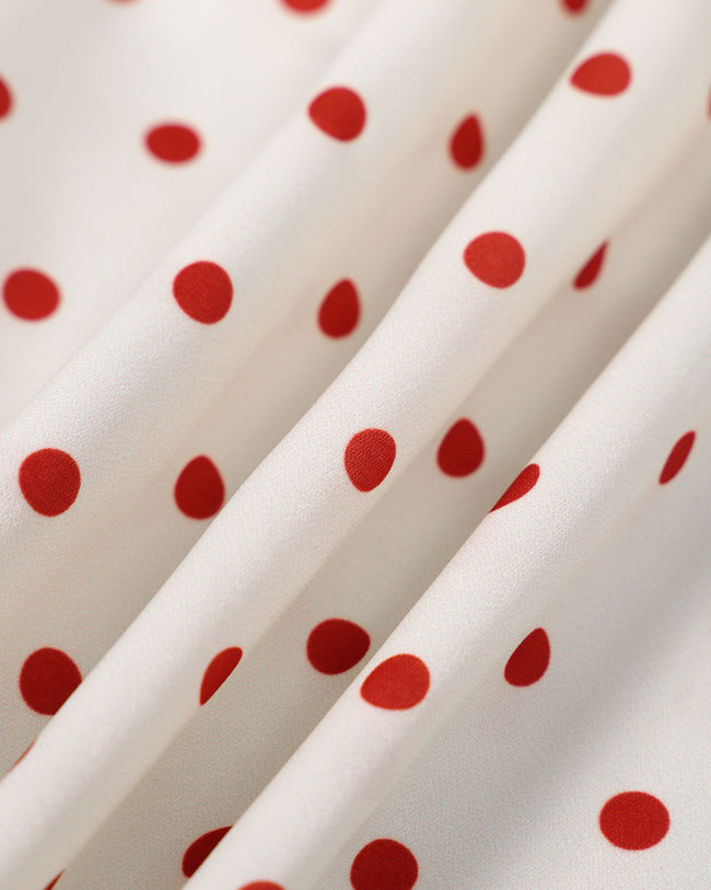 The V-Neck Polka Dot Midi Dress Dresses - RIHOAS