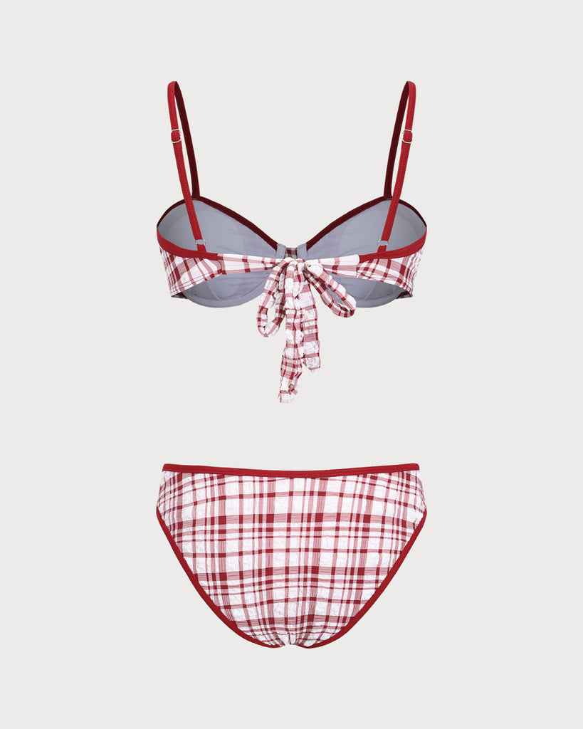 Red Contrast Underwire Bikini Set