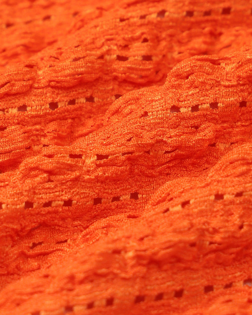 Orange Textured Drawstring Bikini Set