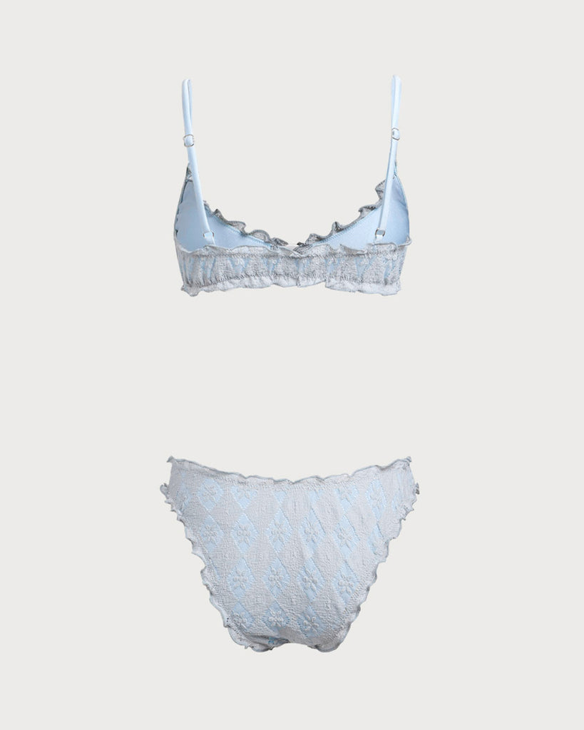 Green Textured Wave Edge Bikini Set