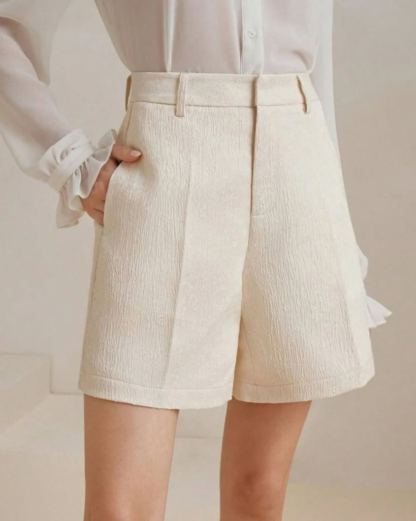 White Jacquard Shorts