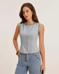 Light Blue Single Breasted Vest