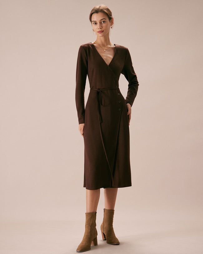 Button wrap dress hot sale