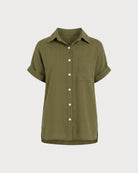 Green Short Sleeve Button Shirt