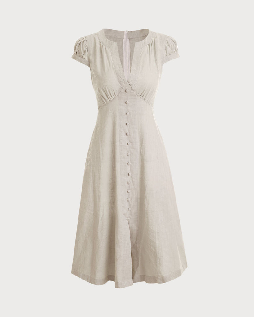 Cap Sleeve Split Hem Midi Dress Dresses - RIHOAS